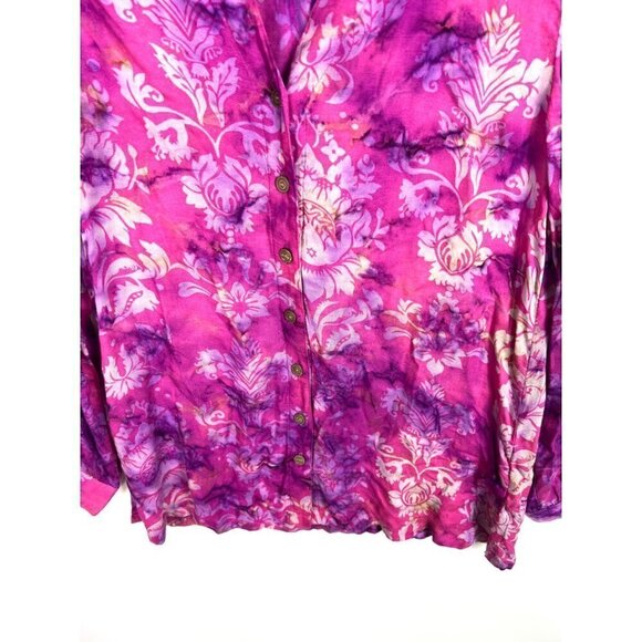 Soft surroundings colorful‎ button up top - Picture 3 of 8